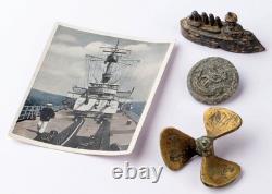 WW2 German ring naval Battleship Miniature Button Ship Kriegsmarine Navy WWII