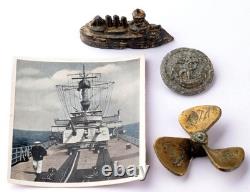 WW2 German ring naval Battleship Miniature Button Ship Kriegsmarine Navy WWII