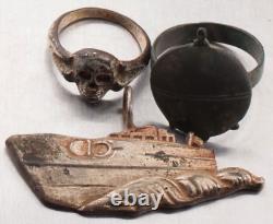 WW2 Naval mine DANZIG Pendant GERMAN Seemine Ring SKULL Bones KRIEGSMARINE Navy
