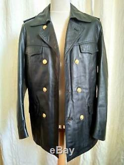 WW2 Replica Kriegsmarine Black Leather Jacket U Boat Coat Kreigsmarine German