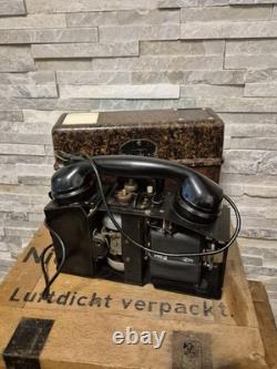 WW2 rare German Field Telephone F33 Kriegsmarine used, Yellow tab on top, 1944