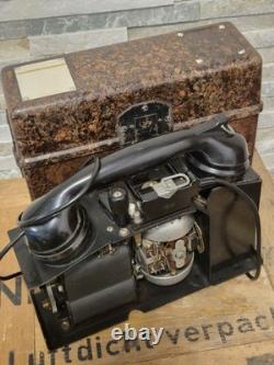 WW2 rare German Field Telephone F33 Kriegsmarine used, Yellow tab on top, 1944