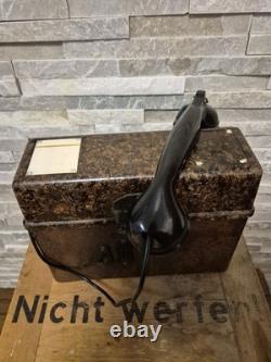 WW2 rare German Field Telephone F33 Kriegsmarine used, Yellow tab on top, 1944