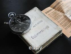 WWII GERMAN KRIEGSMARINE ARTILLERY Timer STOP WATCH HANHART #8700 W CASE & PAPER