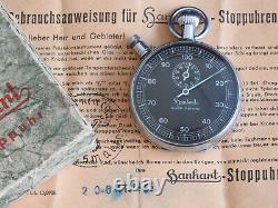 WWII GERMAN KRIEGSMARINE ARTILLERY Timer STOP WATCH HANHART #8700 W CASE & PAPER