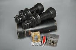 WWII GROUP German Leitz BEH 7x50 Kriegsmarine Binoculars + Awards Original WW2