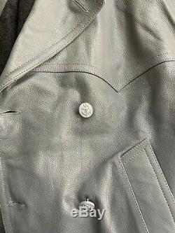 WWII German Grey Leather U-Boat Kriegsmarine uniform Jacket Coat New Extra Large
