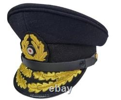 WWII German Kriegsmarine Admiral Visor Cap Premium Wool U-Boat Hat Reprodution
