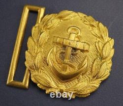 WWII German Kriegsmarine officer brocade leather belt buckle WWI US vet war Navy