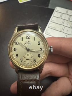 WWII German Navy ZentRa KM Military Watch 1940s Swiss Lever 18mm Sector Dial