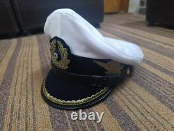 WWII German navy U-Boat senior officer (Kriegsmarine) visor cap WHITE