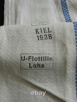 WWII WW2 German OLD KRIEGSMARINE 3 U-Boat Flotilla LOHS TOWEL 1938 KIEL MARKED
