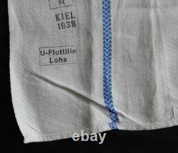 WWII WW2 German OLD KRIEGSMARINE 3 U-Boat Flotilla LOHS TOWEL 1938 KIEL MARKED