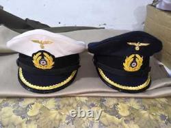 WWII WW2 Style German U-BOAT Kriegsmarine Captain Visor Hat Cap SET OF 2