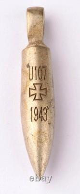 Ww 2 German Kriegsmarine 1943 U-107 Iron Cross Bullet Pendant