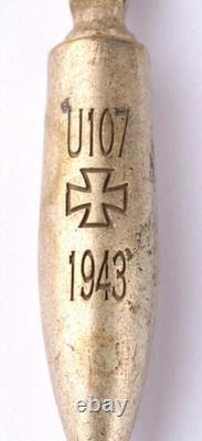 Ww 2 German Kriegsmarine 1943 U-107 Iron Cross Bullet Pendant