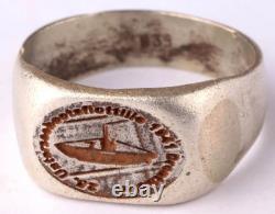 Ww 2 German Kriegsmarine 25. Uboot Flottille Emblem Ring /. 835 Silver