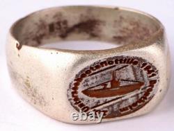 Ww 2 German Kriegsmarine 25. Uboot Flottille Emblem Ring /. 835 Silver