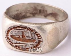 Ww 2 German Kriegsmarine 25. Uboot Flottille Emblem Ring /. 835 Silver