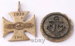 Ww2 German Kriegsmarine U-197 Uboat Clasp Iron Cross Pendant/km Coin Berlin Drgm