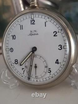 Ww2 German Navy U-boat Battleship Crew Pocket Watch Km Alpina Wehrmacht