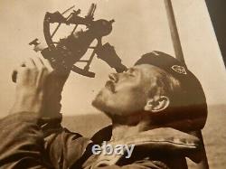 Ww2 Press Iconic Photograph German Kriegsmarine U-boat Crewmember Using Sextant
