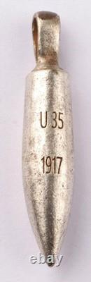 Wwi German Kriegsmarine 1917 U-35 Bullet Pendant Drgm Marked