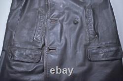 Wwii German Kriegsmarine Gray Leather Overcoat