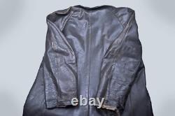 Wwii German Kriegsmarine Gray Leather Overcoat