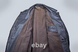 Wwii German Kriegsmarine Gray Leather Overcoat